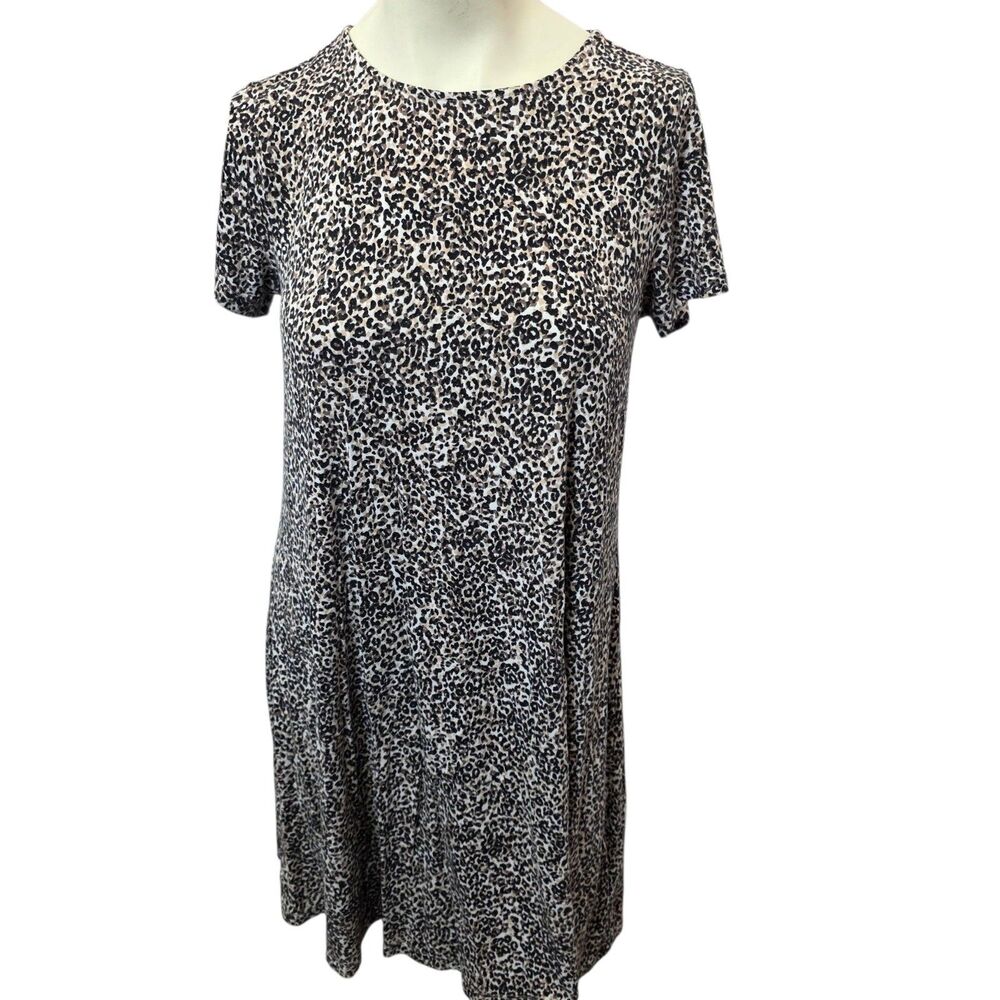 Old Navy Leopard Print Dress Womens Medium Swing Casual Short Sleeve